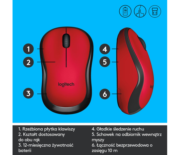LOGITECH M220 czerwona - 329386 - zdjęcie 9